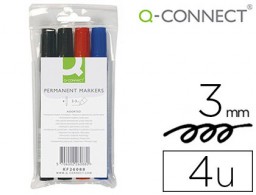 4 rotuladores Q-Connect tinta colores punta redonda